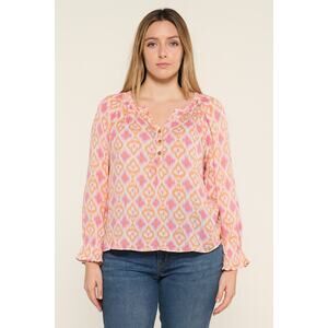 365 Everyday Luxe Women’s Boho Peasant Blouse - Size Medium - Pink